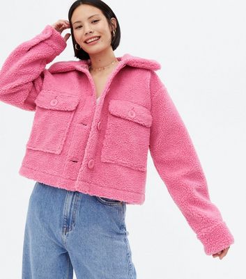 pink oversized teddy coat