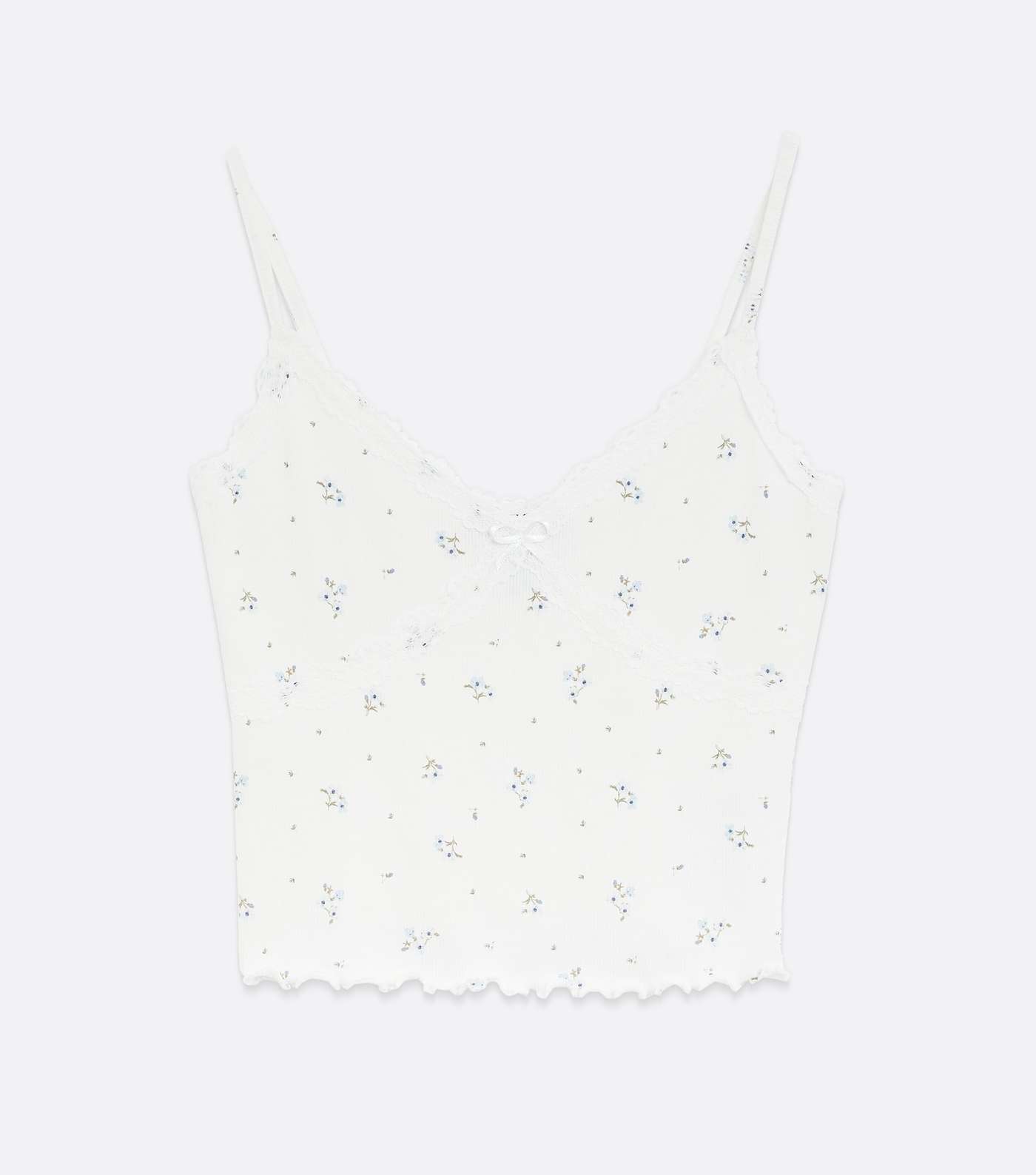 White Ditsy Floral Lace Strappy Cami Image 5