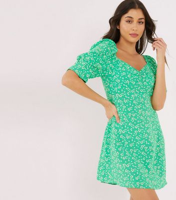 green skater dress new look