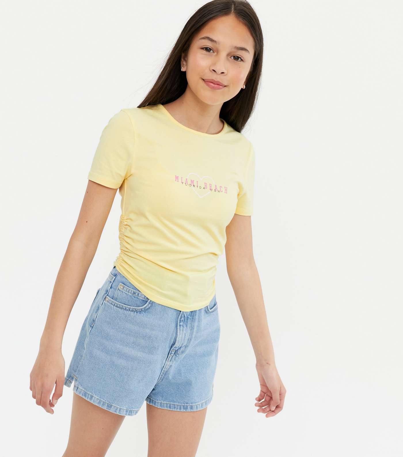 Girls Yellow Miami Beach Heart Logo T-Shirt