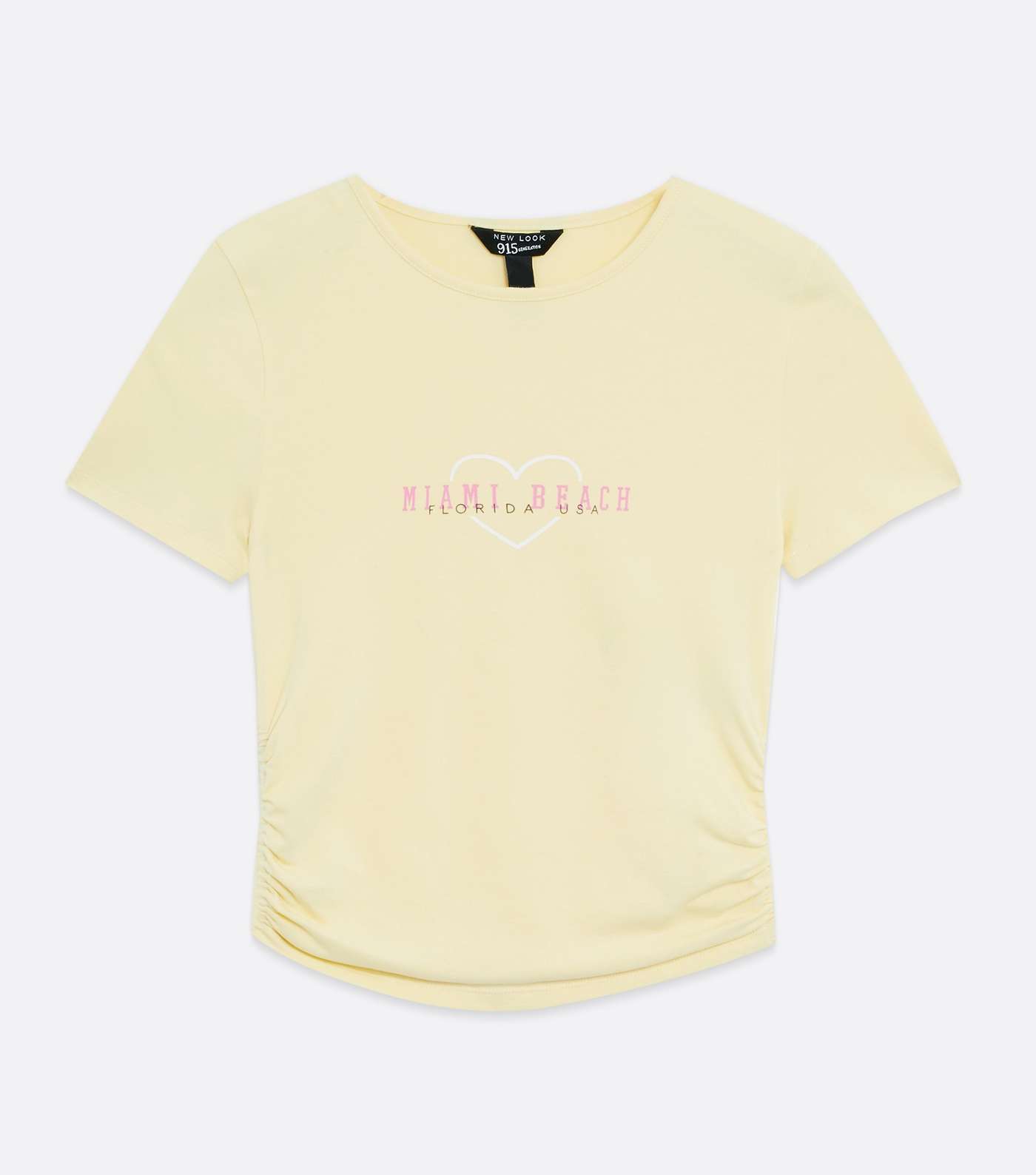 Girls Yellow Miami Beach Heart Logo T-Shirt Image 5