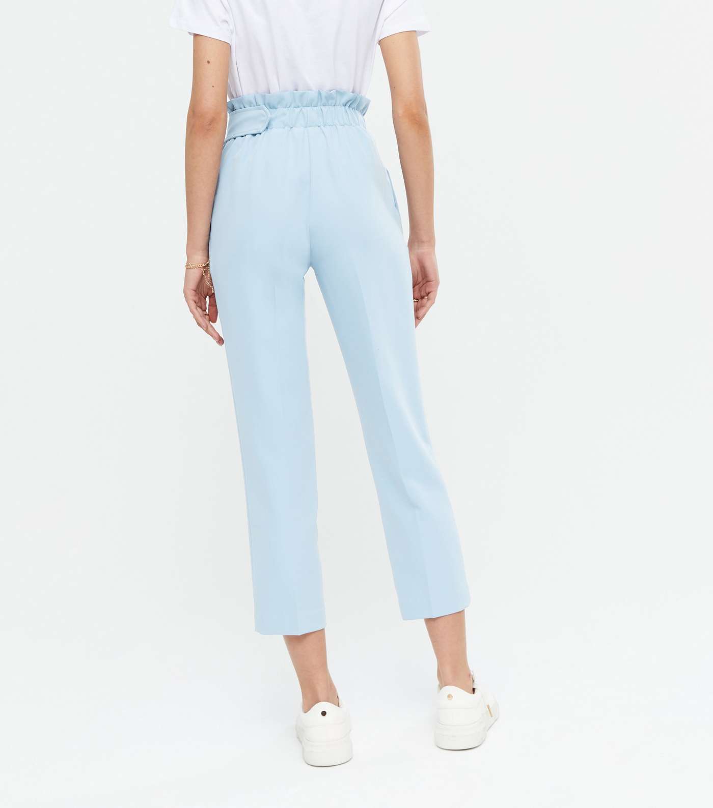 Blue Belted Tapered Crop Trousers Image 4