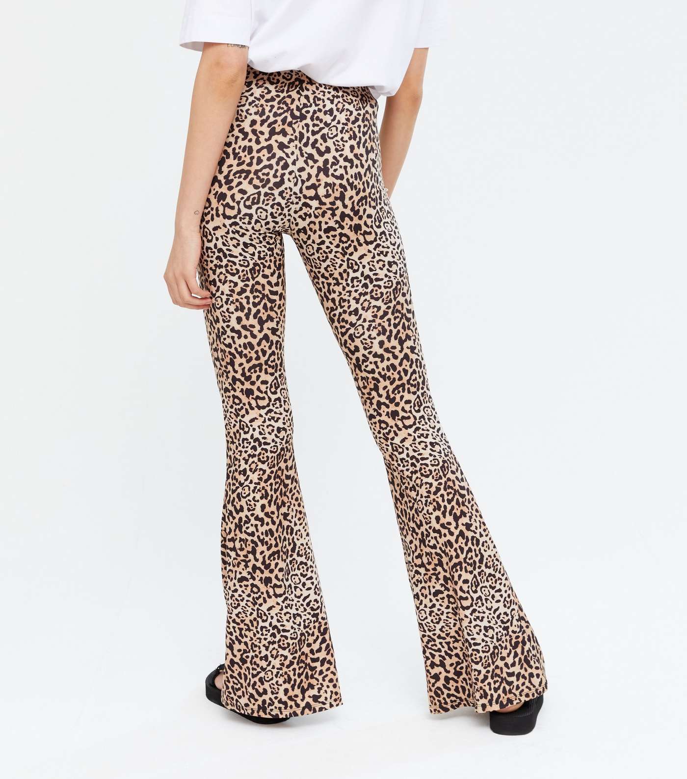 Brown Leopard Print Flared Leg Trousers Image 4