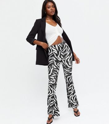 Zebra print flared trousers Clearance