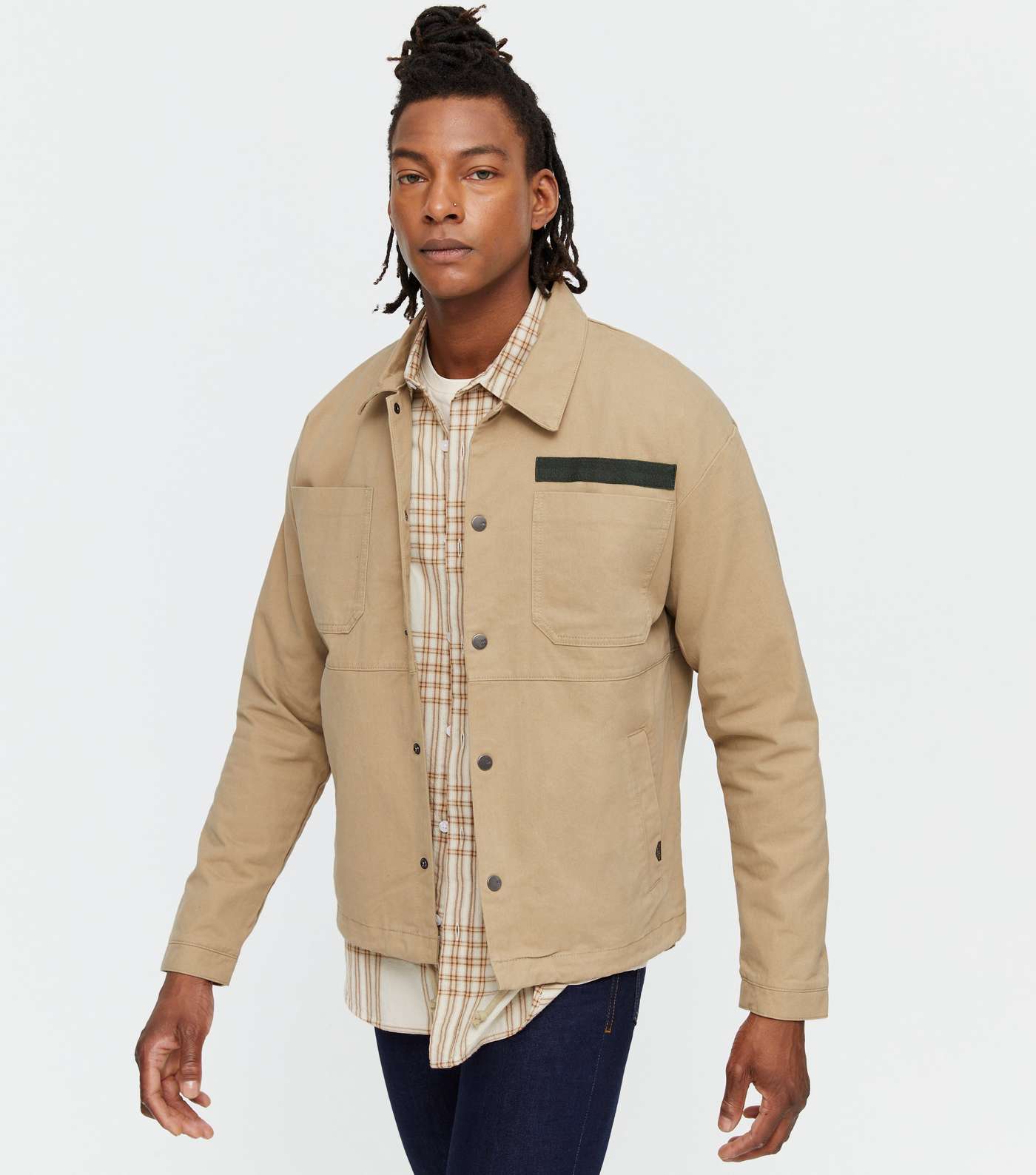 Only & Sons Stone Contrast Panel Shacket