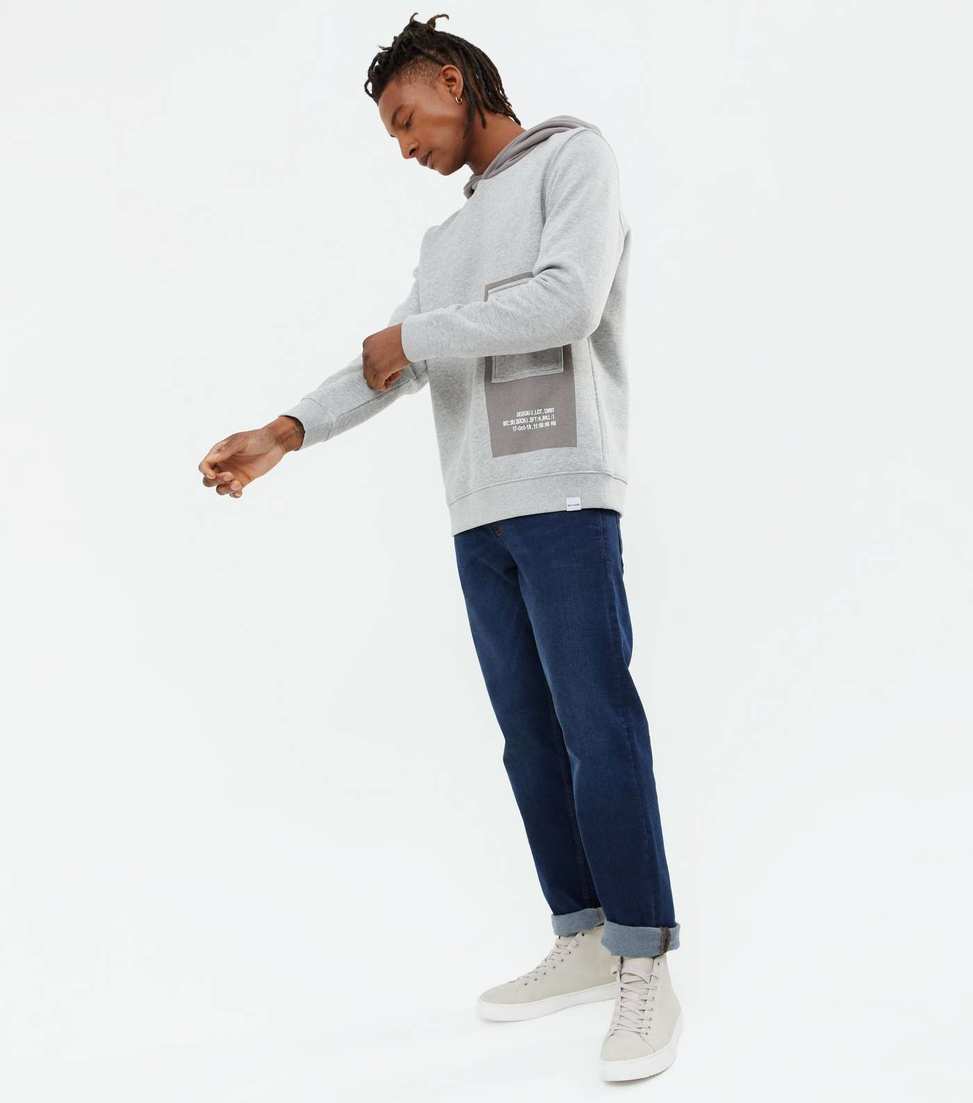 Only & Sons Pale Grey Utility Pocket Hoodie Image 2