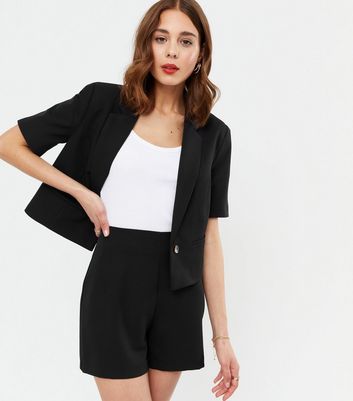 cropped black blazer
