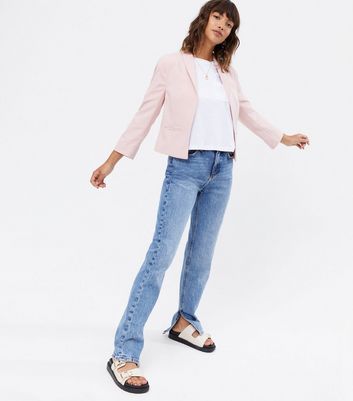 pale pink cropped blazer