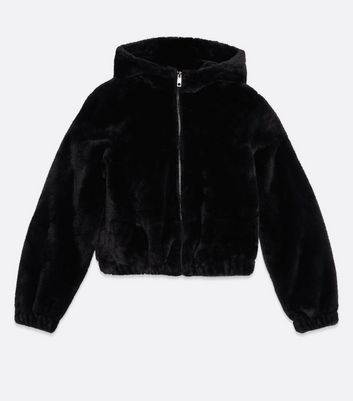 black fur bomber
