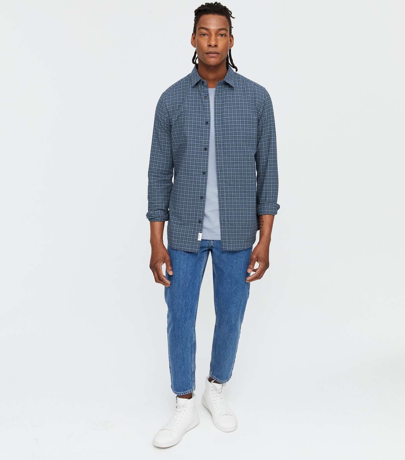 Only & Sons Blue Check Long Sleeve Shirt Image 2
