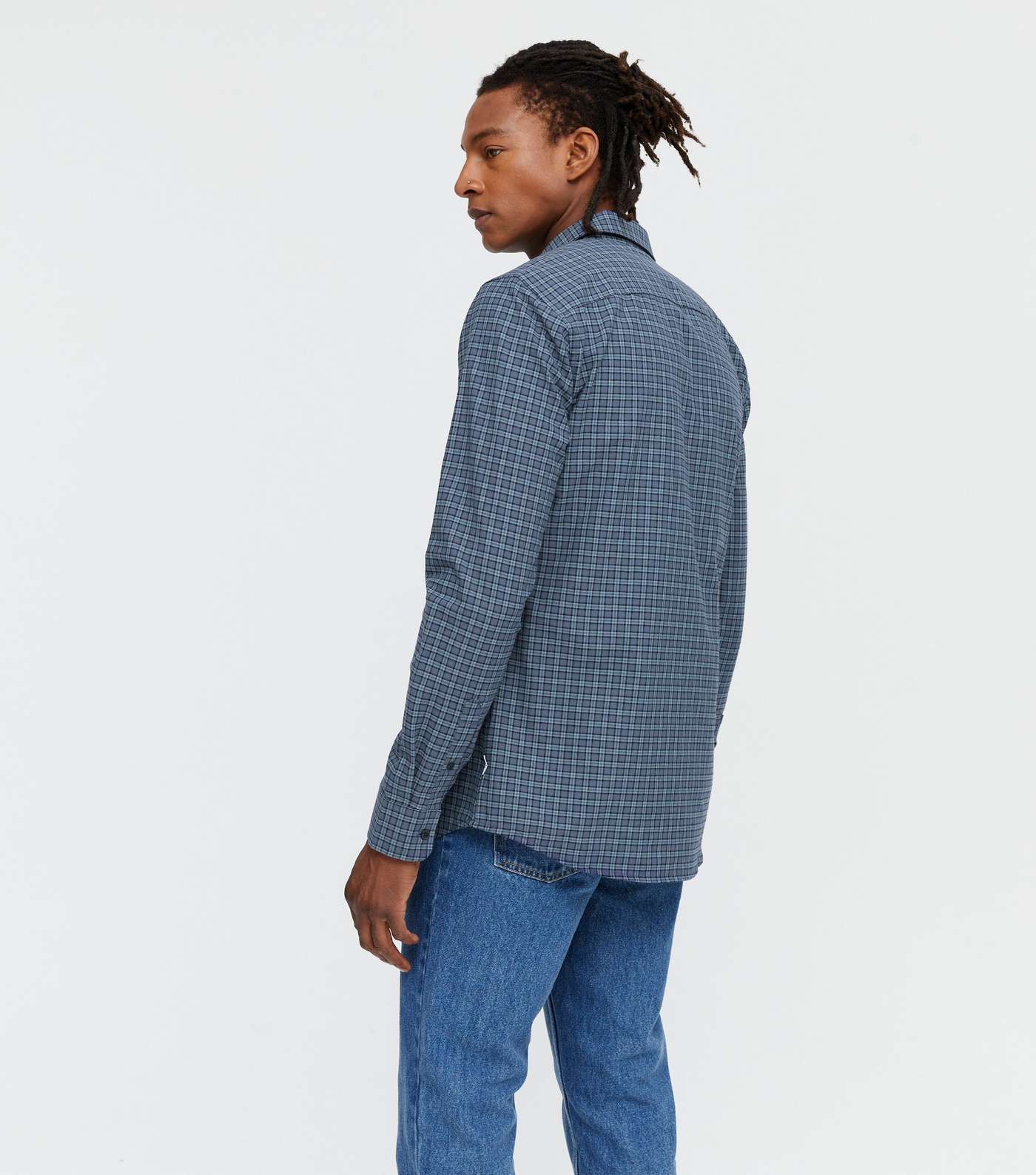 Only & Sons Blue Check Long Sleeve Shirt Image 4