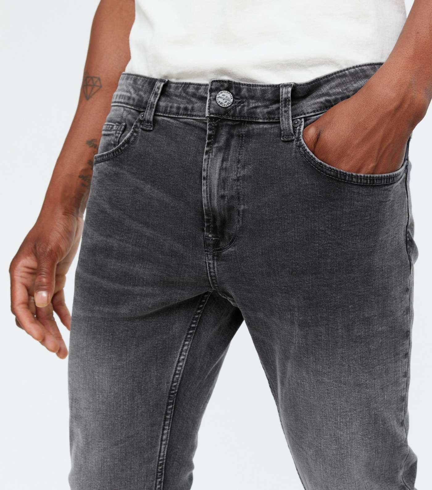 Only & Sons Dark Grey Washed Skinny Jeans Image 3