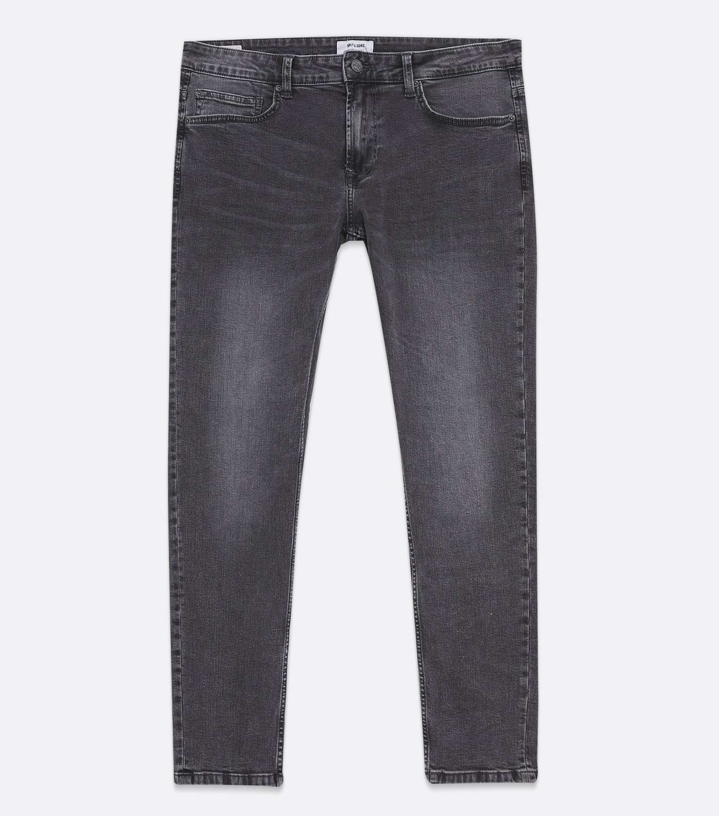 Only & Sons Dark Grey Washed Skinny Jeans Image 5