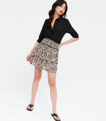 leopard print skirt ruffle