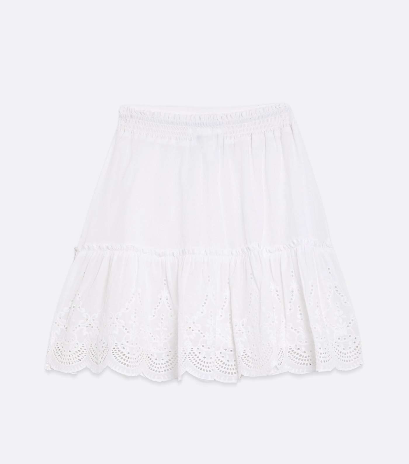 White Broderie Tiered Mini Skirt Image 5