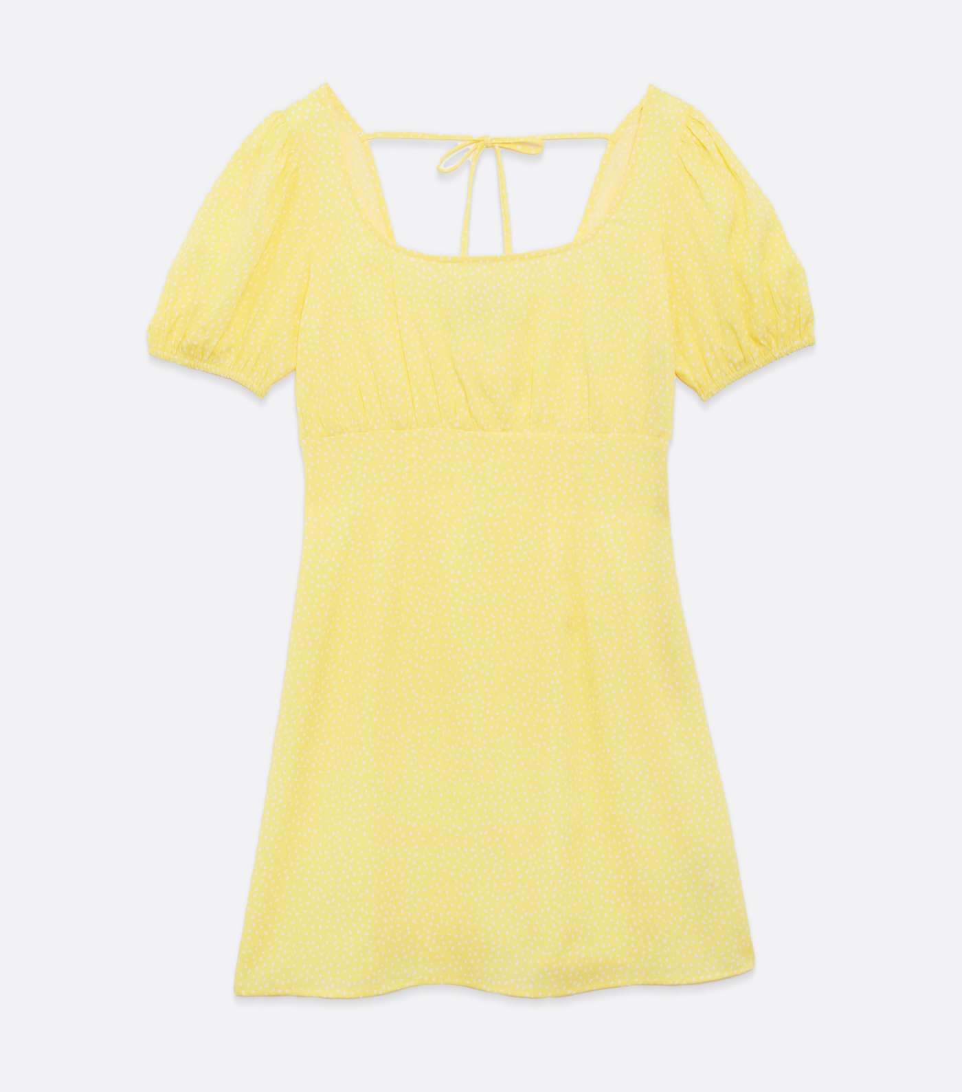Yellow Spot Tie Back Puff Sleeve Mini Dress Image 5