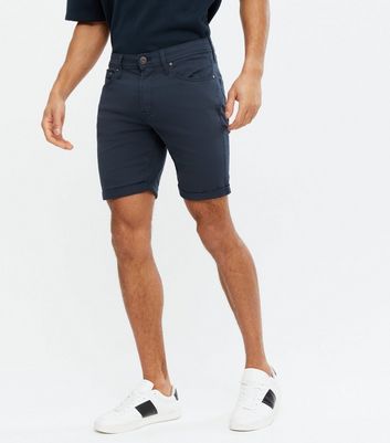 Jack \u0026 Jones Navy Denim Slim Fit Shorts 