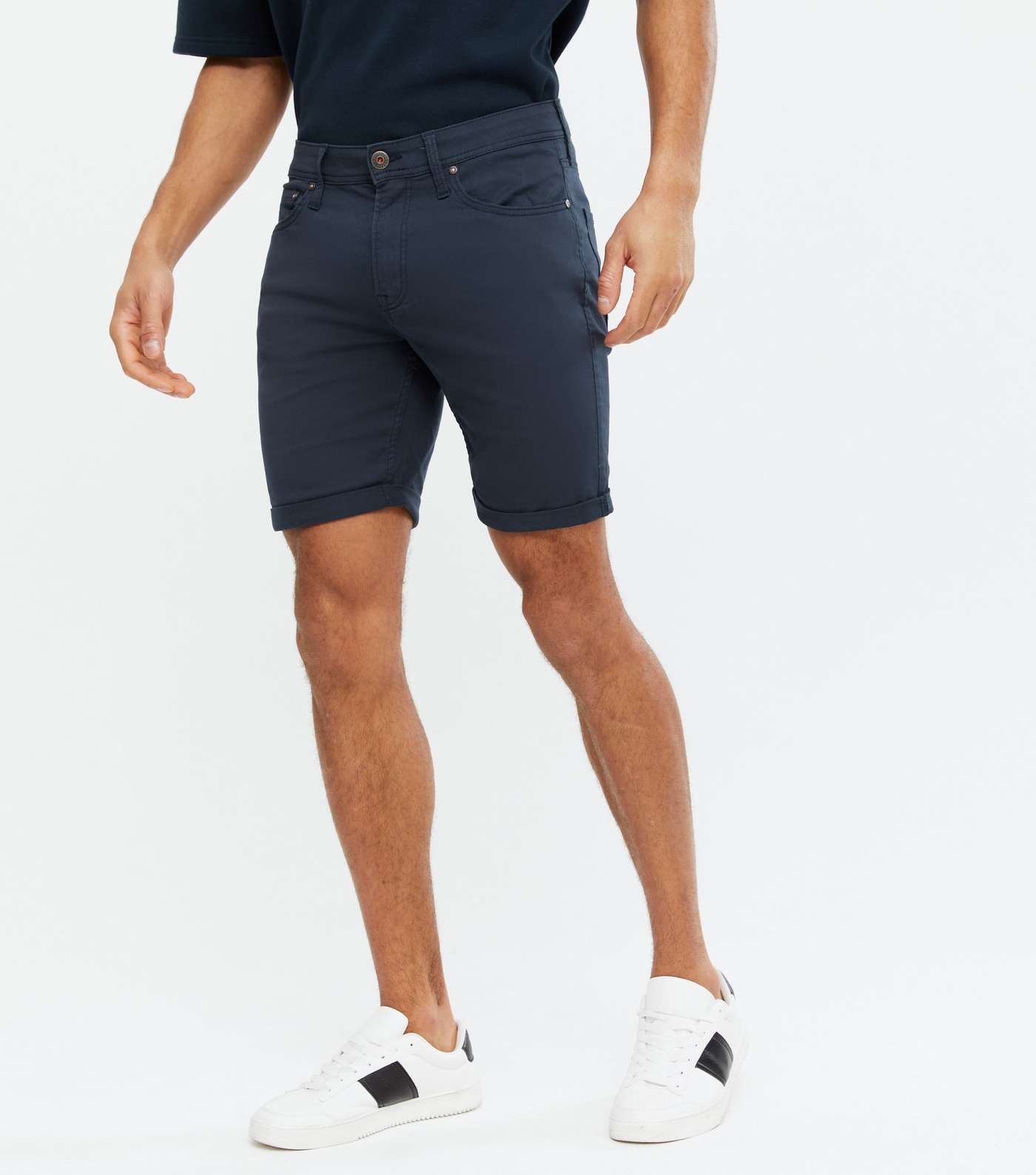 Jack & Jones Navy Denim Slim Fit Shorts Image 2
