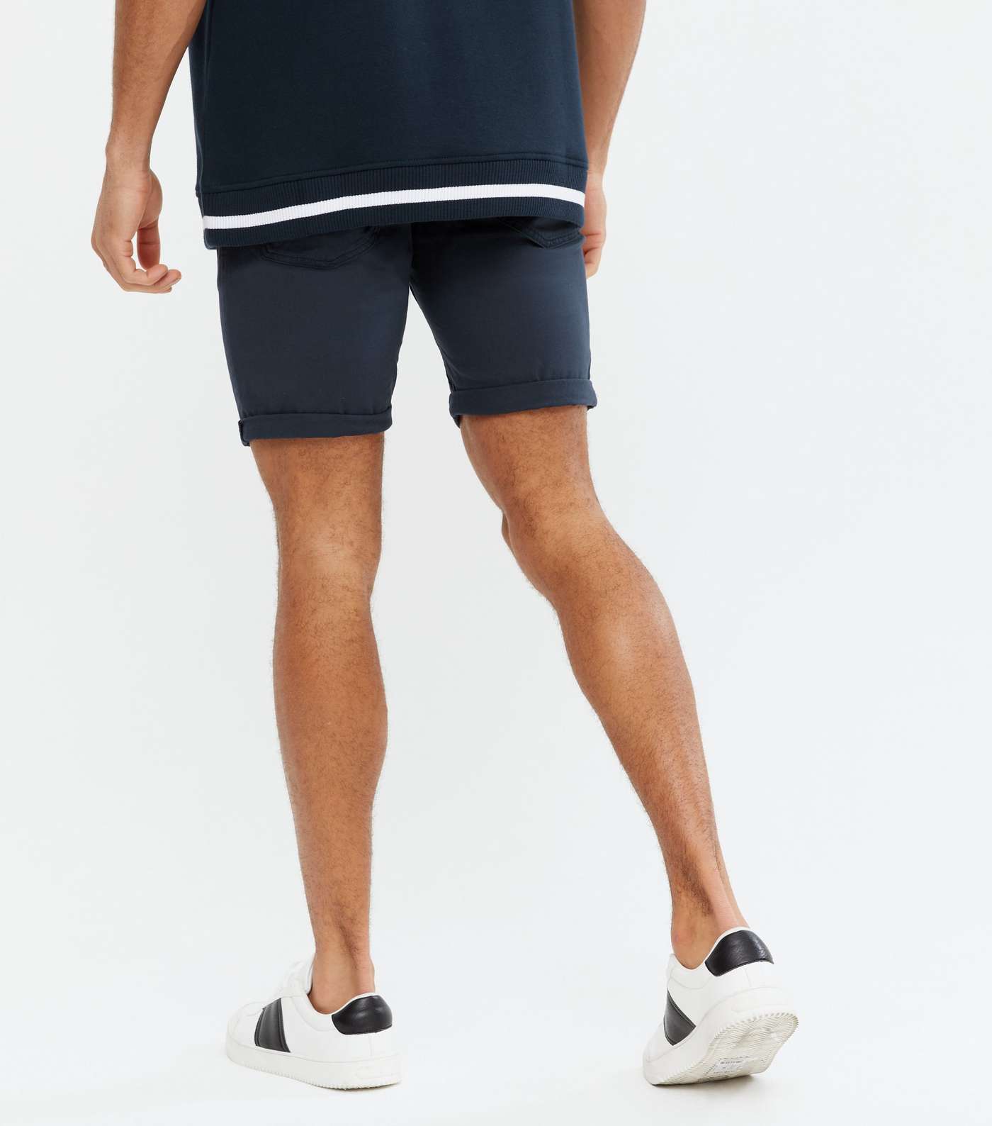 Jack & Jones Navy Denim Slim Fit Shorts Image 4