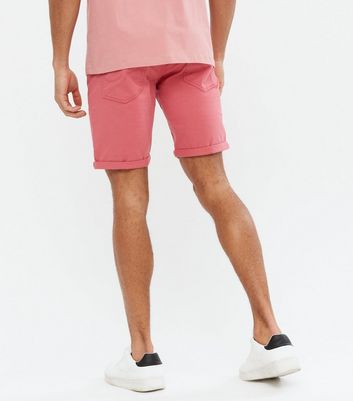 mens pink jean shorts