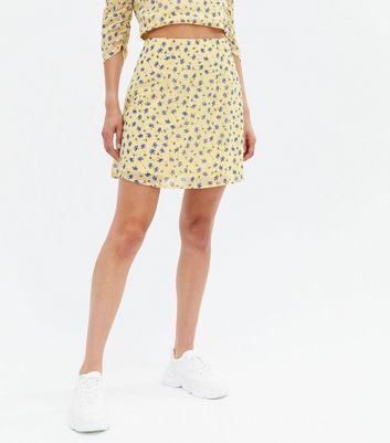 new look yellow floral skirt