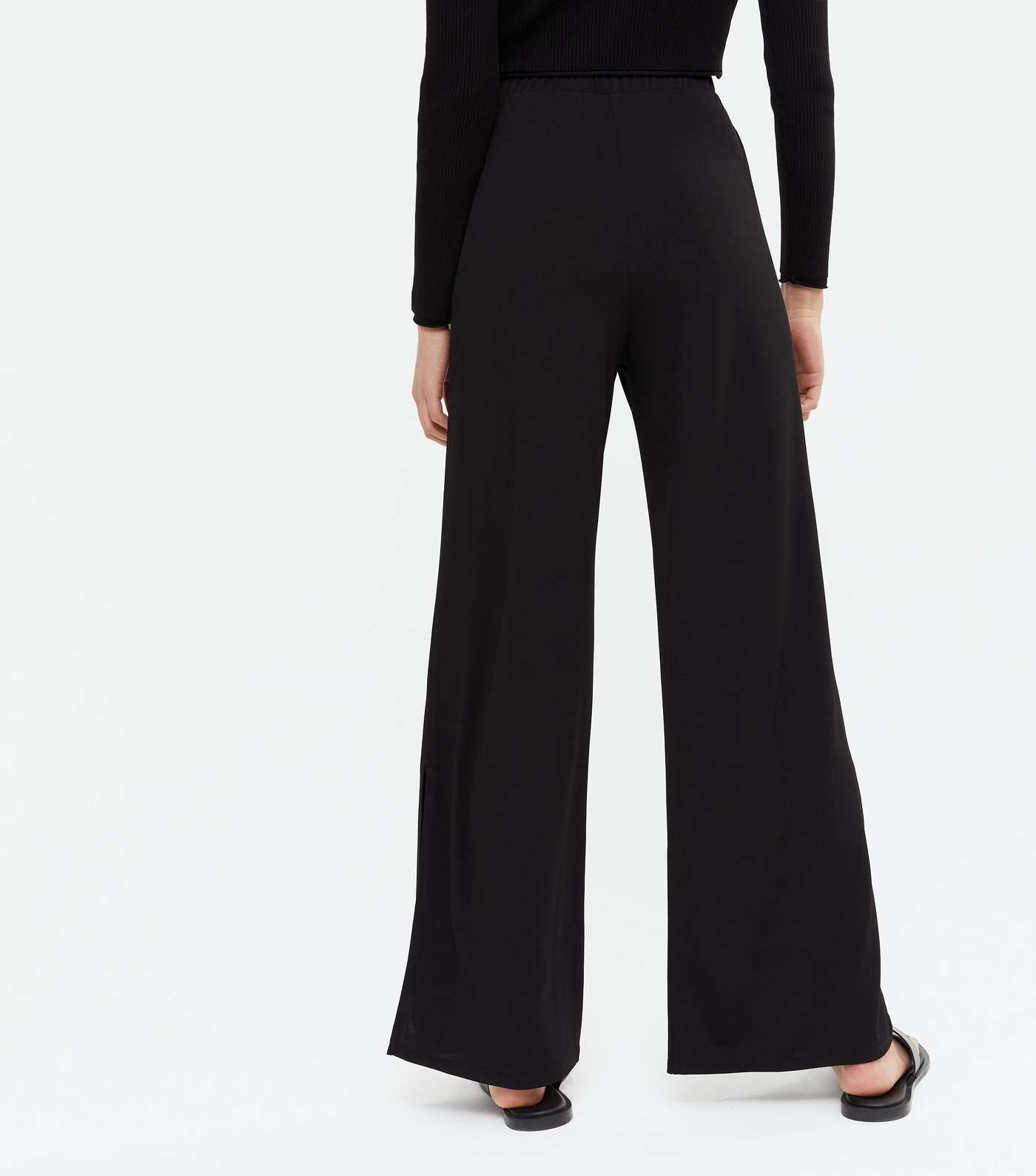Black High Waist Side Split Trousers Image 4