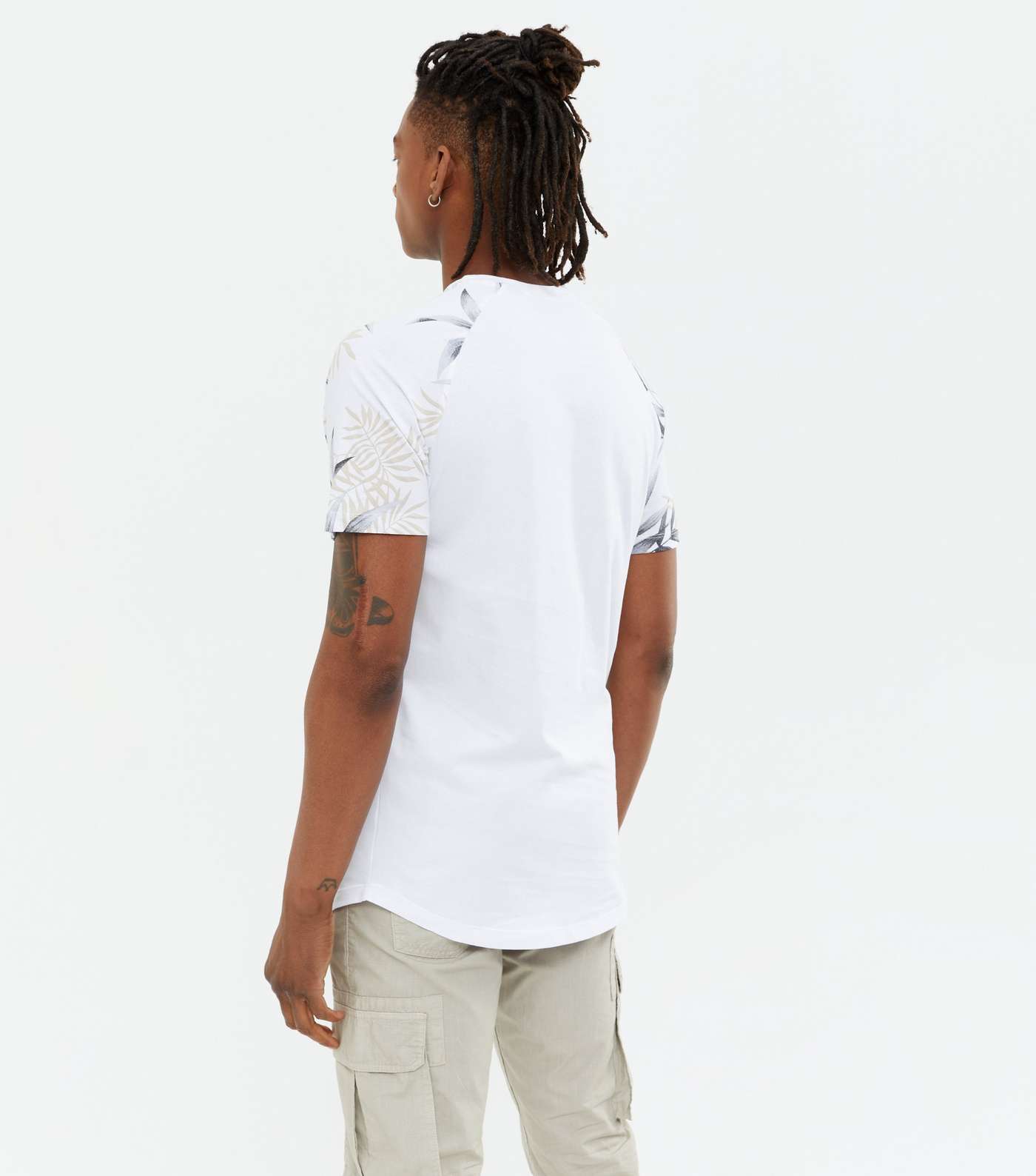 Jack & Jones White Tropical Print Sleeve T-Shirt Image 4