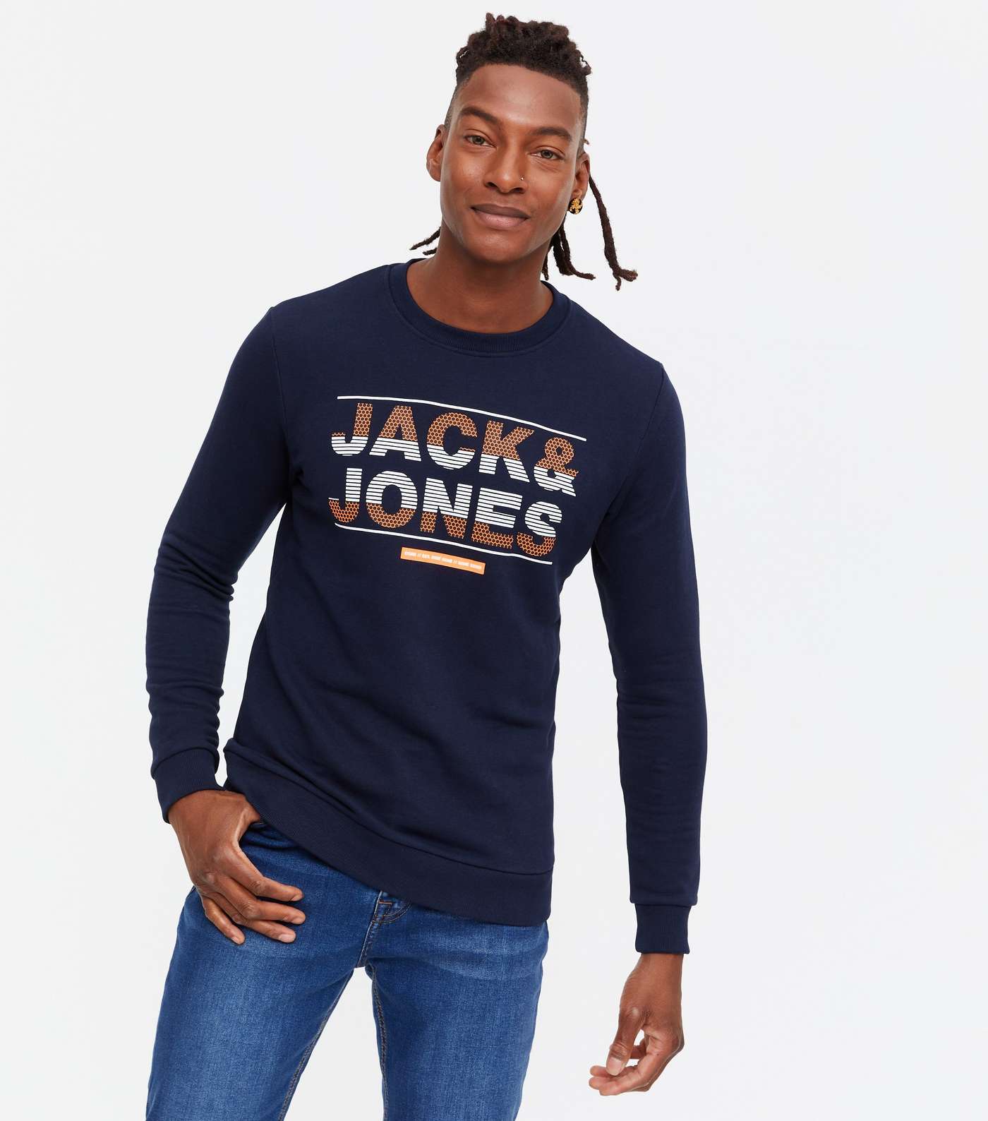 Jack & Jones Navy Logo Crew Sweatshirt
