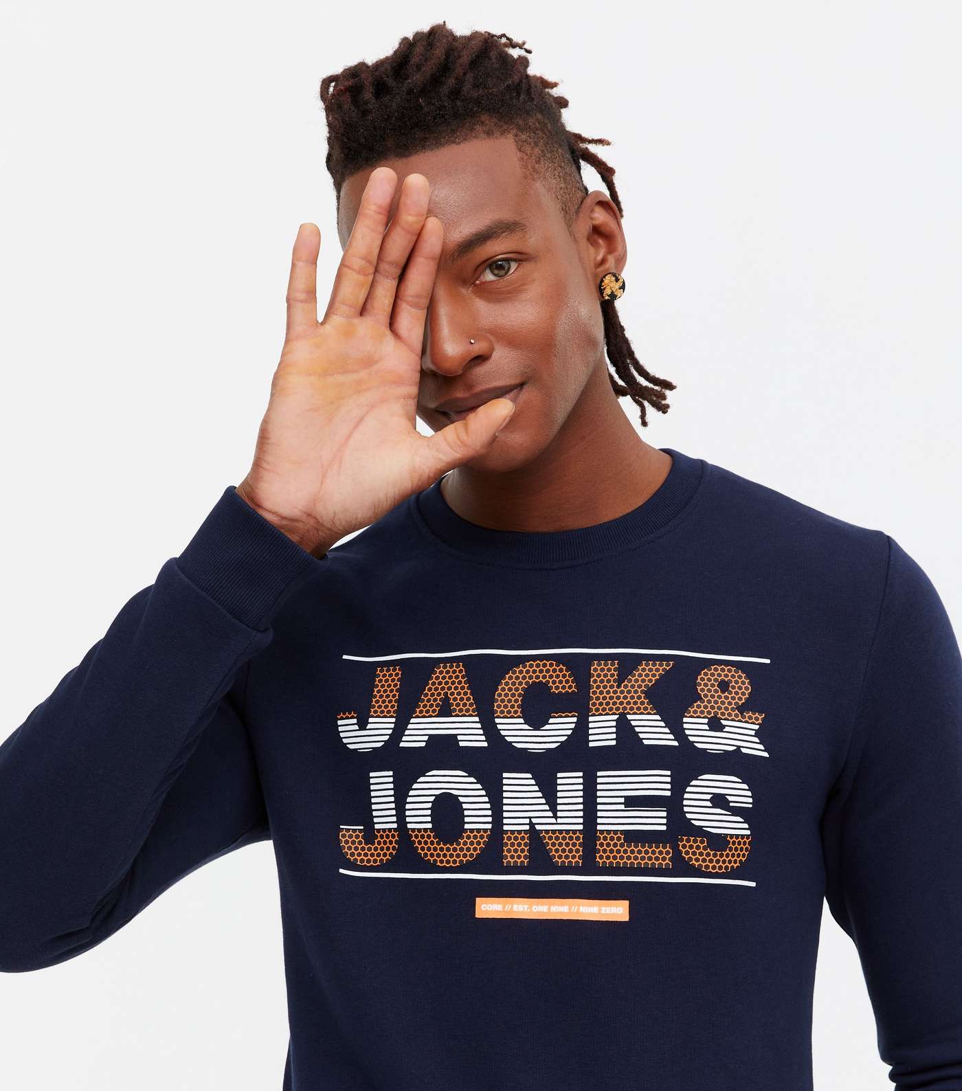Jack & Jones Navy Logo Crew Sweatshirt Image 3