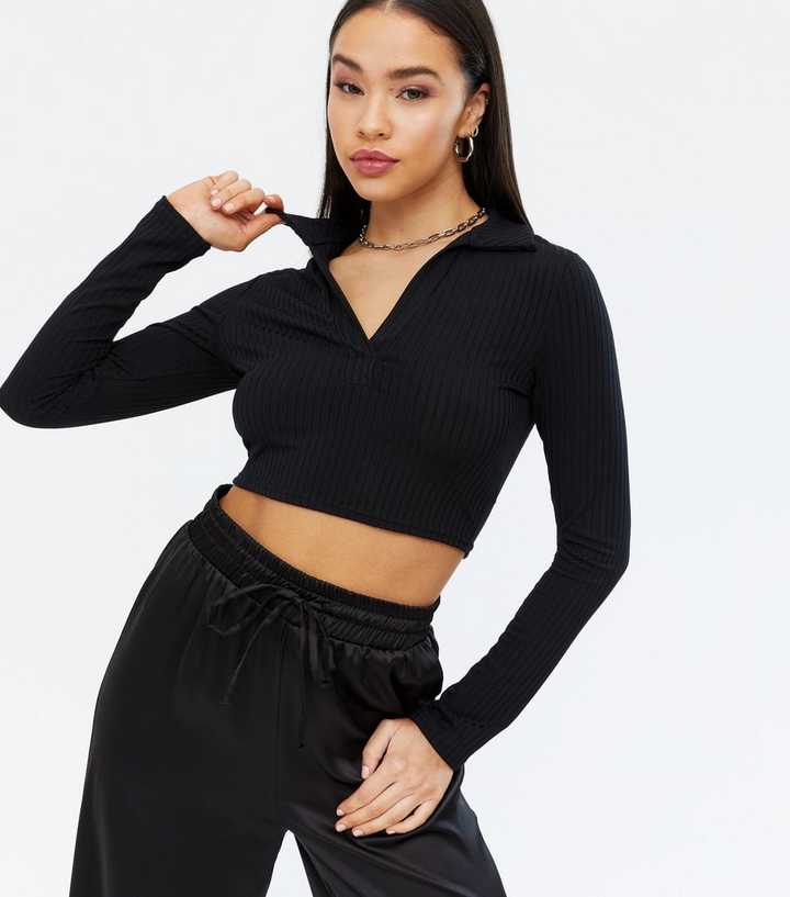 new look black long sleeve top