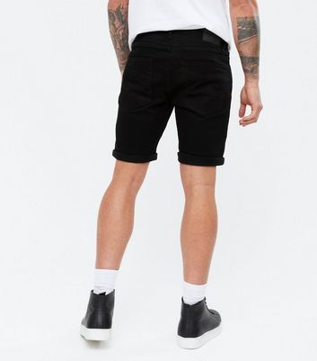 mens black denim shorts slim