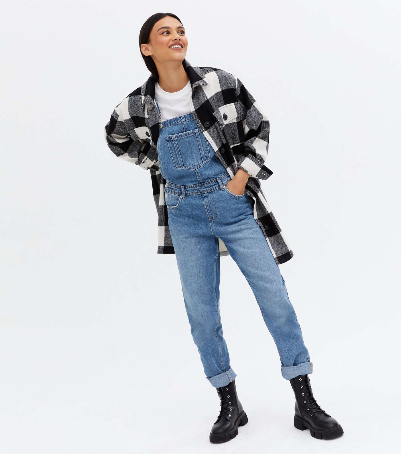Blue Denim Relaxed Fit Dungarees Image 2