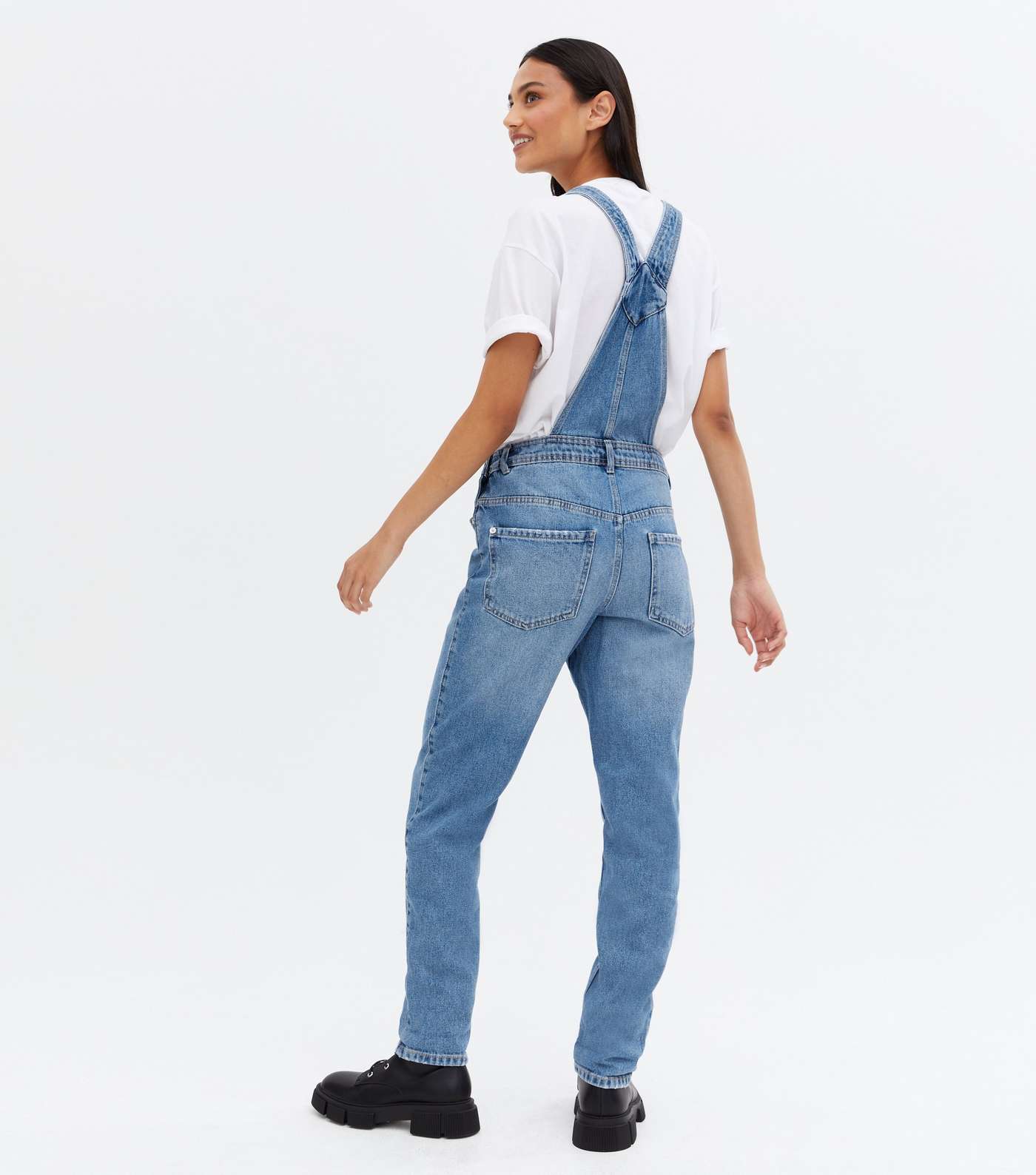 Blue Denim Relaxed Fit Dungarees Image 4