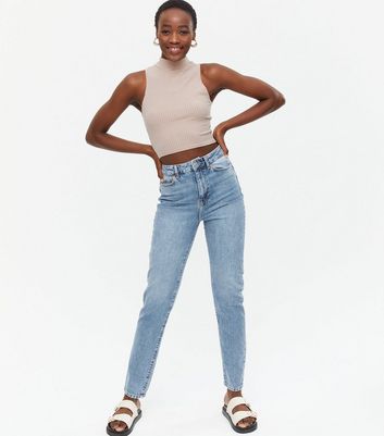 Tall Blue Waist Enhance Tori Mom Jeans | New Look