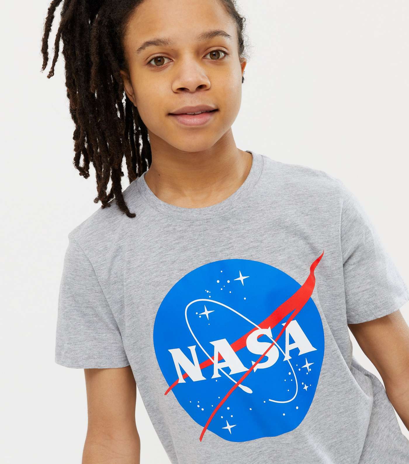 Boys Grey Marl NASA Logo T-Shirt Image 3