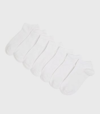 Boys 7 Pack White Invisible Trainer Socks New Look
