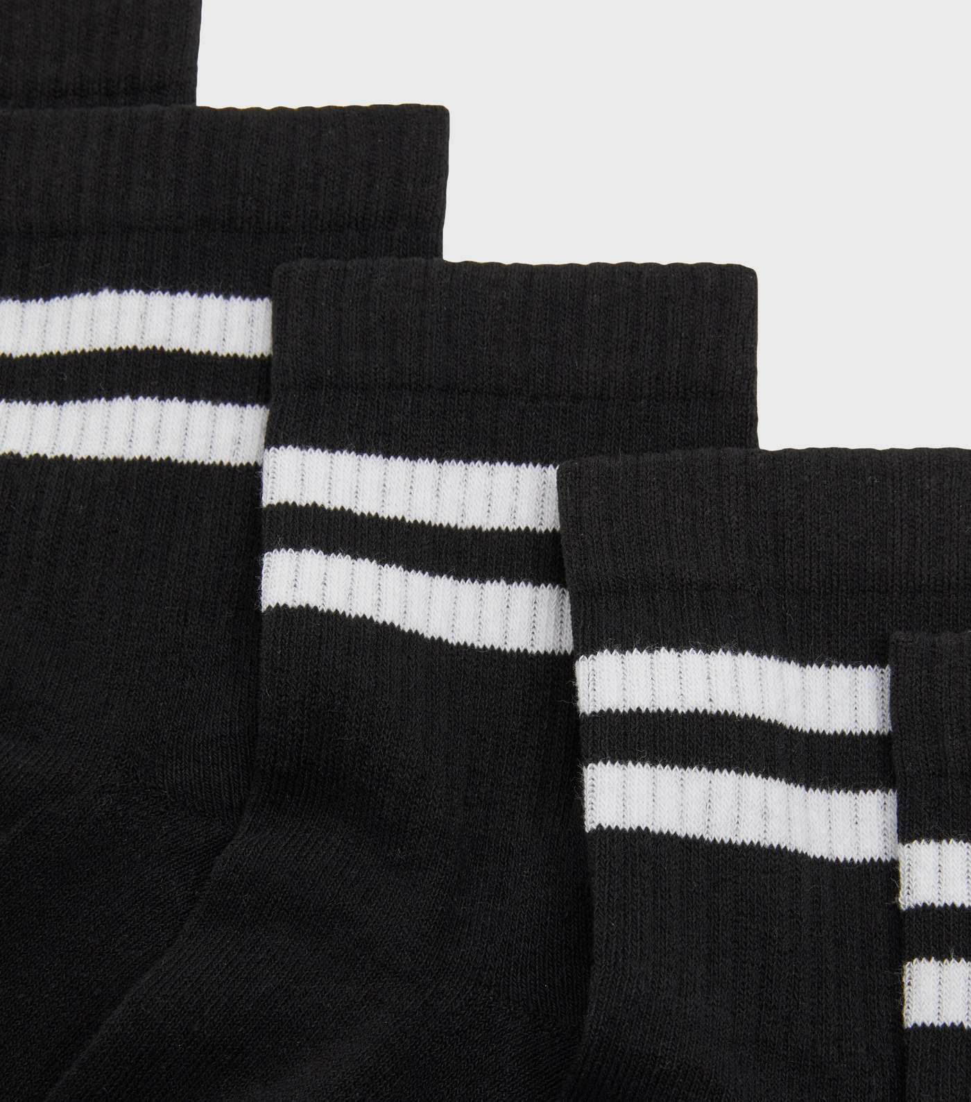 Boys Black Sports Stripe Ribbed Socks Image 2