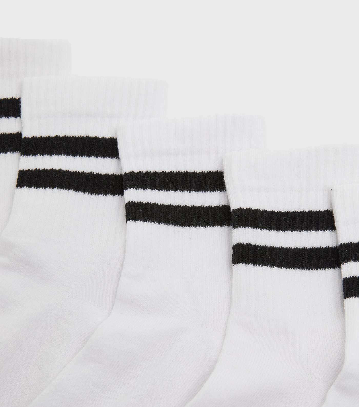 Boys White Sports Stripe Ribbed Socks Image 2