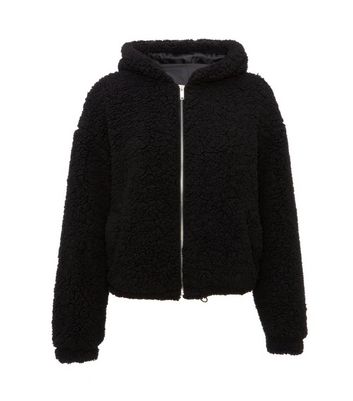 black teddy hooded jacket