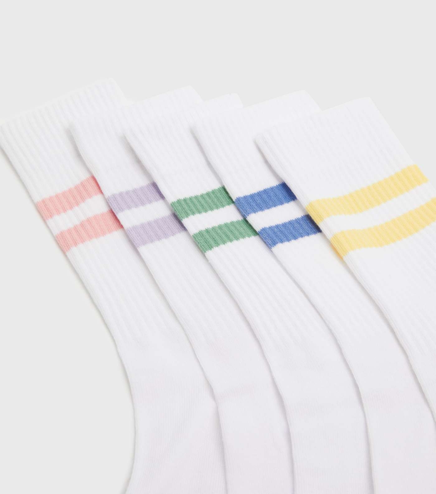 5 Pack White Sports Stripe Socks Image 2