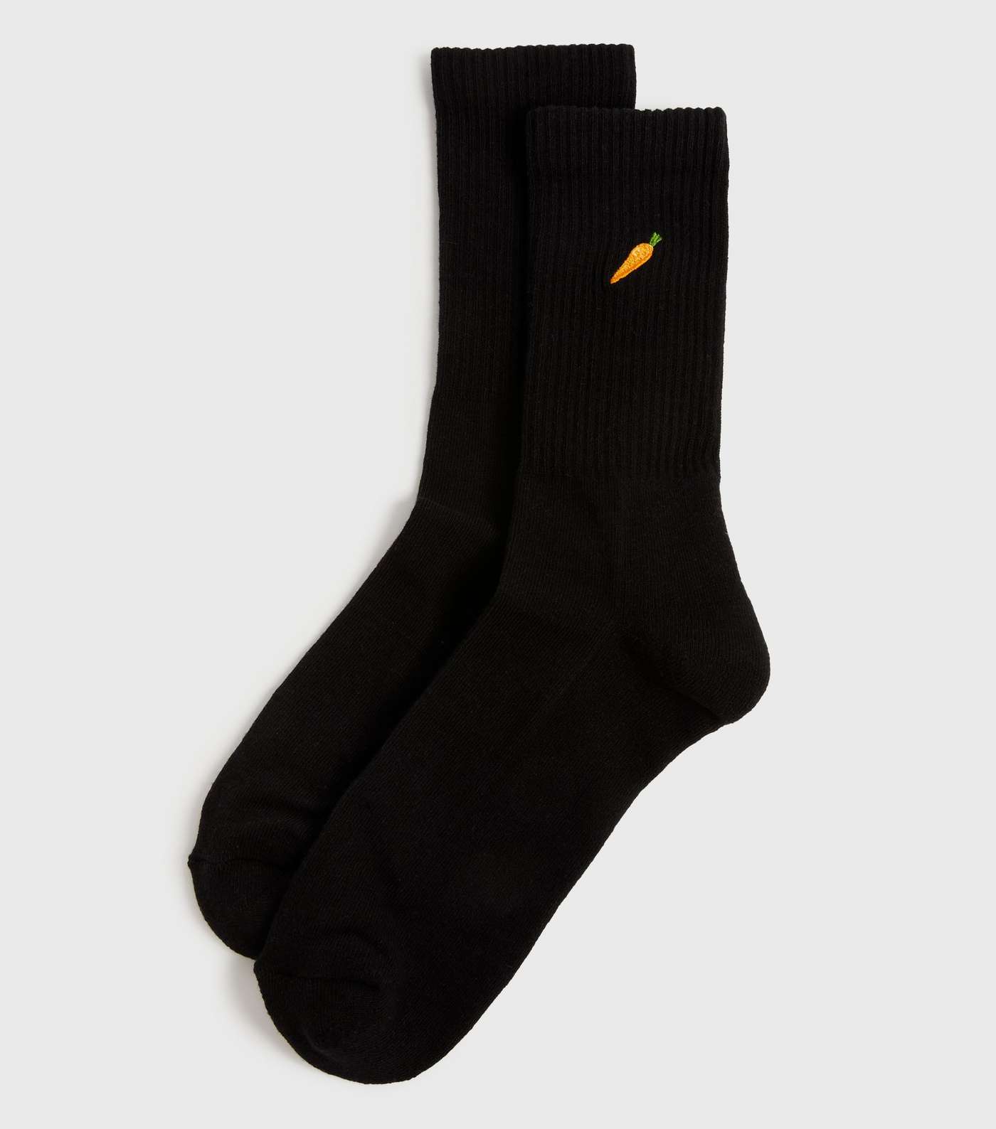 Black Carrot Embroidered Ribbed Socks