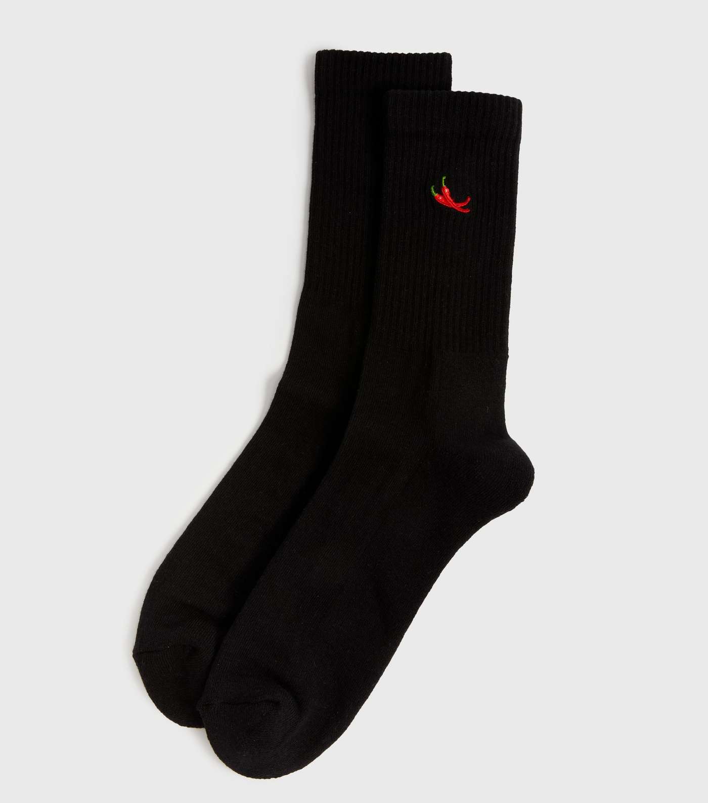Black Chilli Embroidered Ribbed Socks