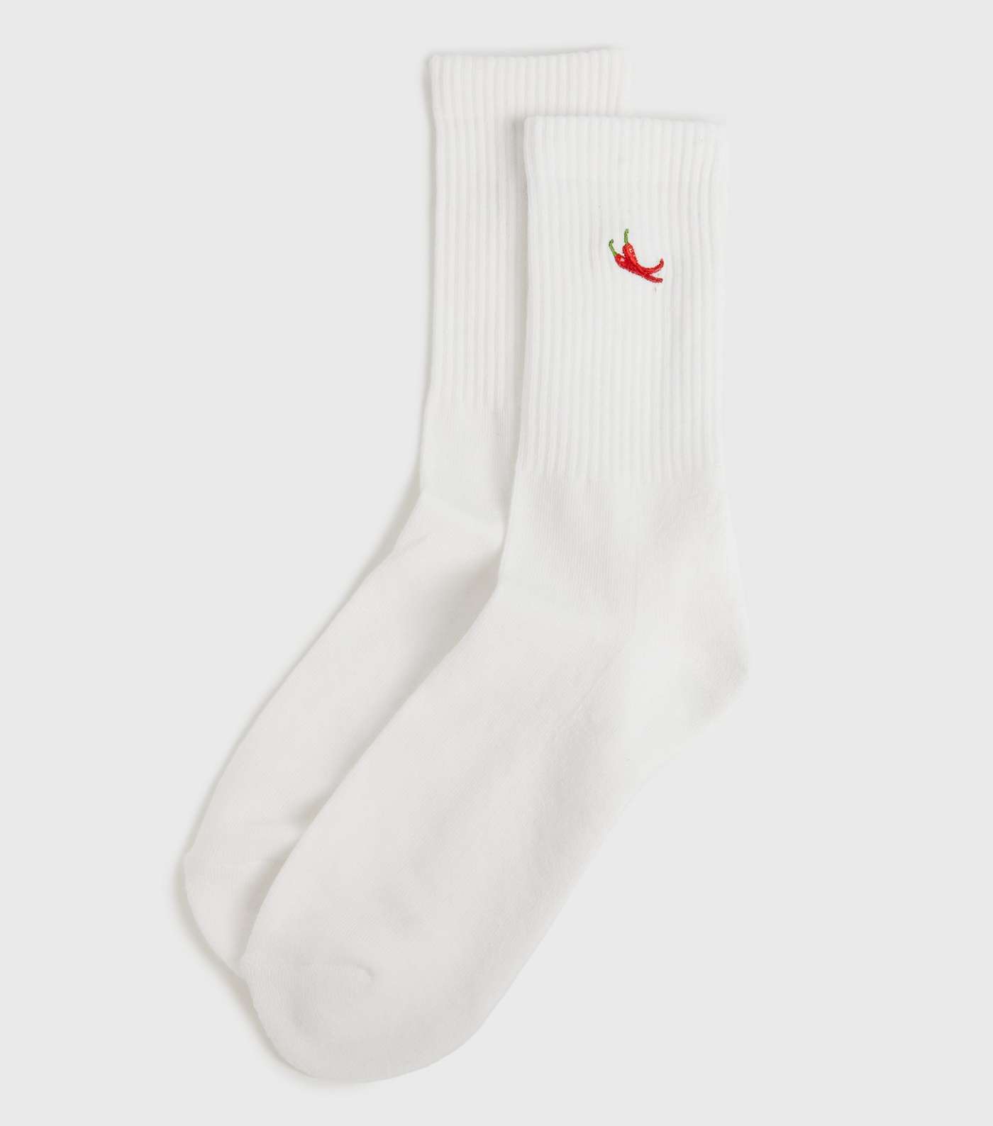 White Chilli Embroidered Ribbed Socks
