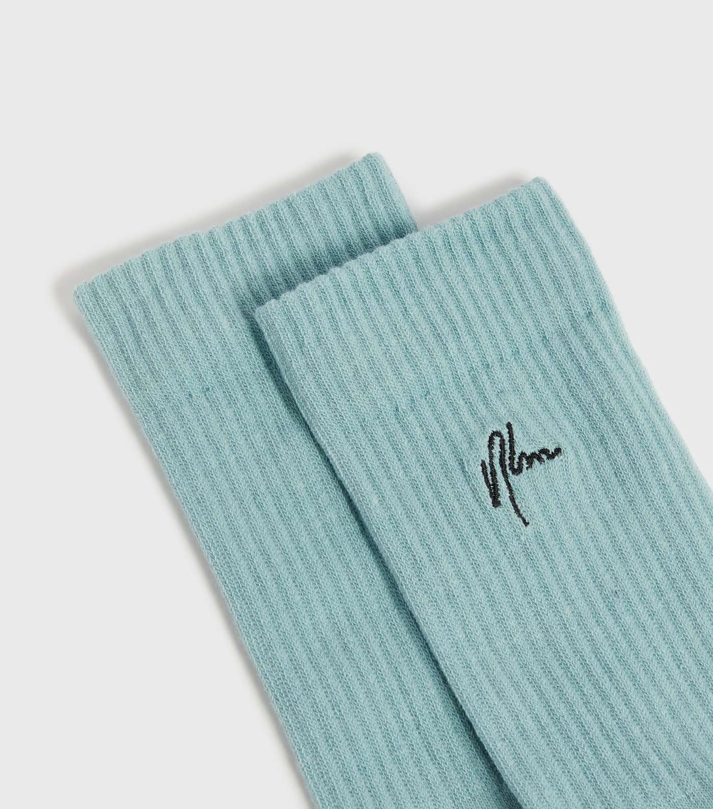 Pale Blue Ribbed NLM Embroidered Socks Image 2