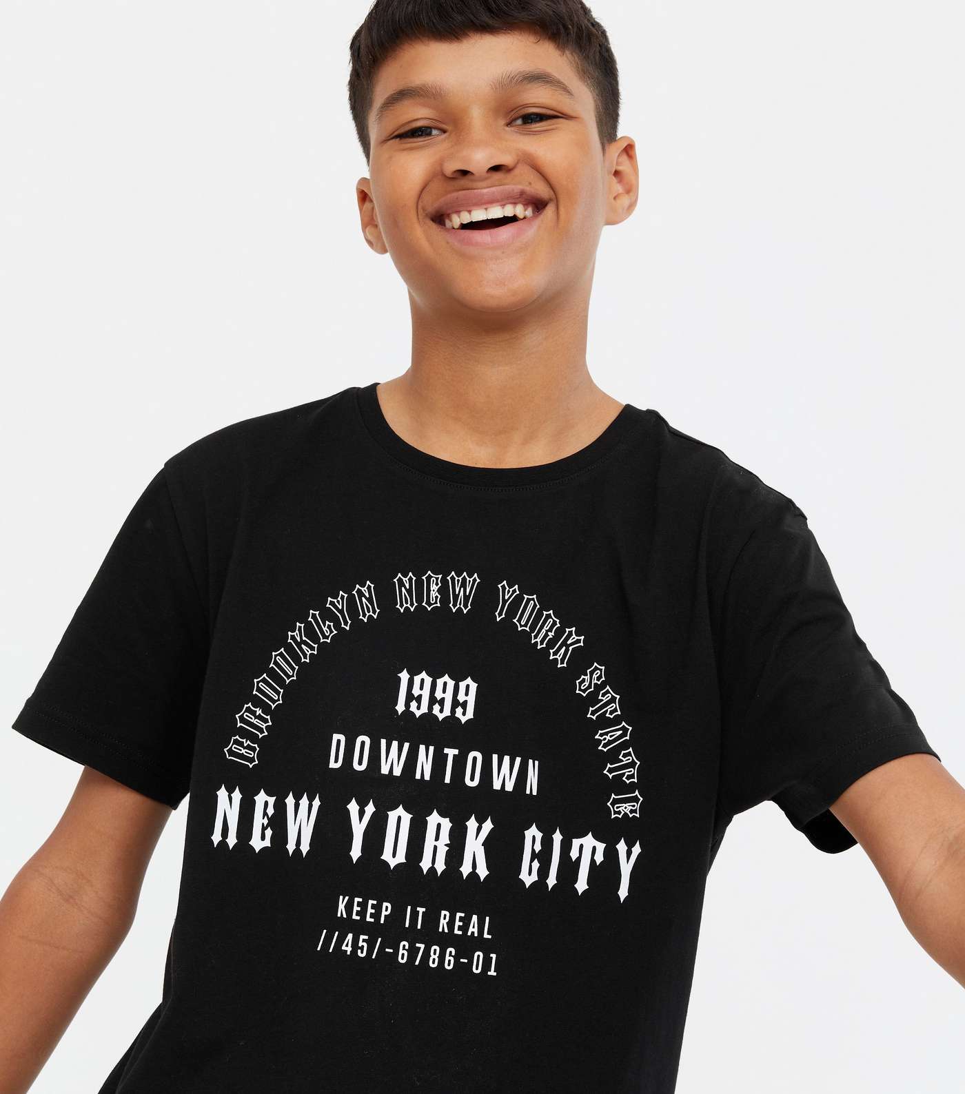 Boys Black New York Gothic Logo T-Shirt