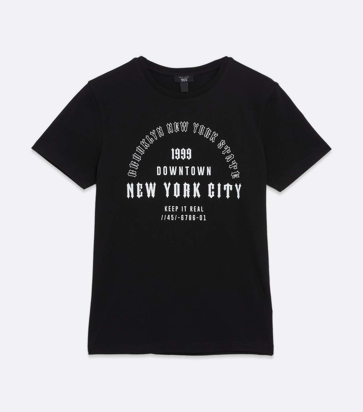 Boys Black New York Gothic Logo T-Shirt Image 5