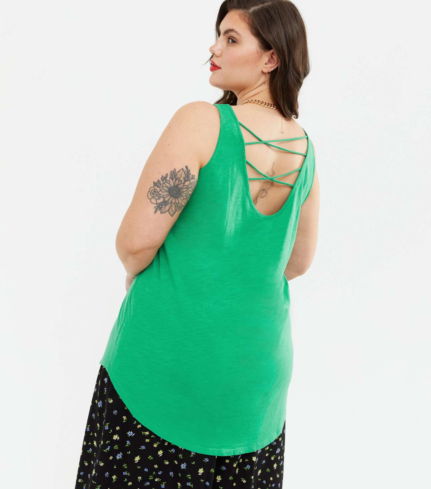 Curves 3 Pack Green Mustard and Black Cross Vests Image 4