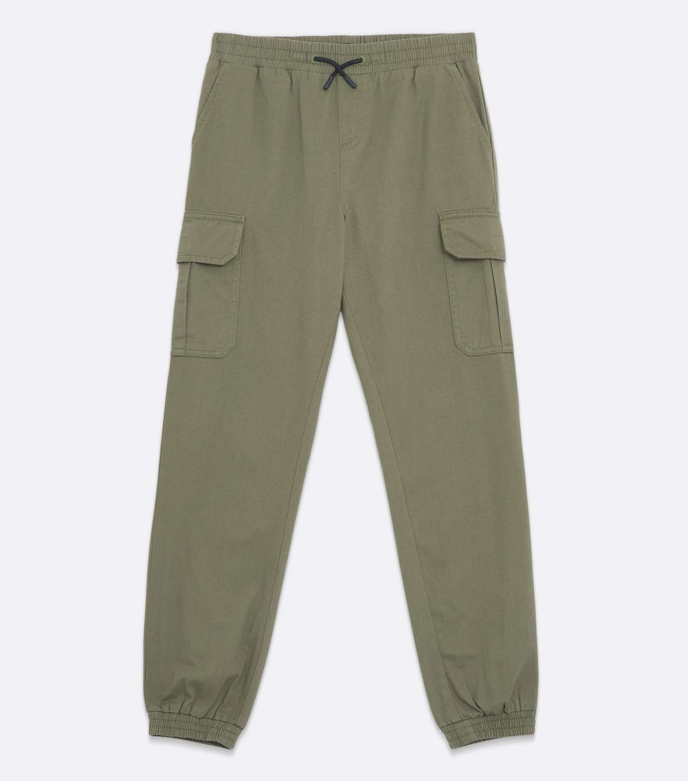 Boys Khaki Tie Waist Cargo Trousers Image 5