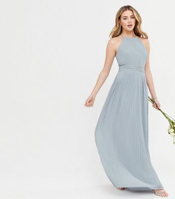 Tfnc bridesmaid exclusive pleated clearance maxi dress in grey