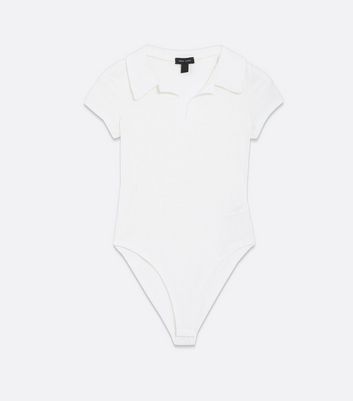 womens white collared bodysuit